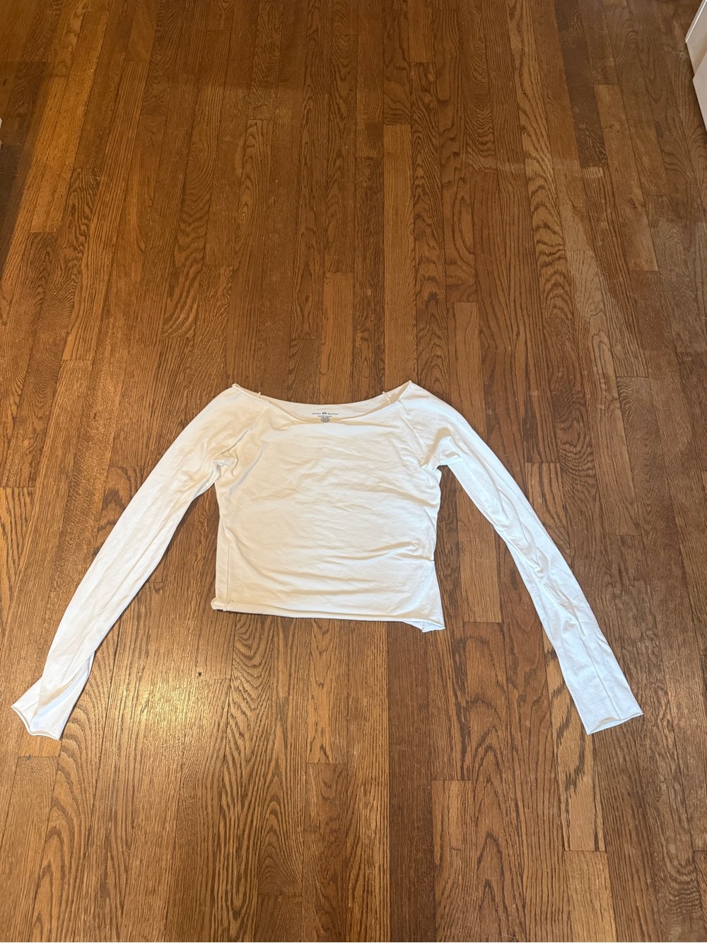 Brandy Melville White Long Sleeve Scoop Neck Top